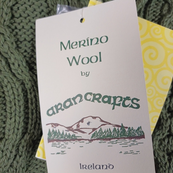 A62043 NWT Aran Craft Merino Wool Aran Stitch Zip Front Cardigan XL Green - Picture 4 of 9